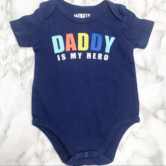 Monkey Bars Blue Onesie DADDY IS MY HERO 6-9 M - Picture 1 of 1